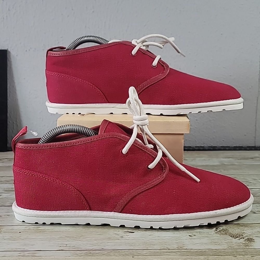 NEW UGG Men's Red Maksim Canvas Lace Up Chukka Boots Shoes Size 8‎ 1019023